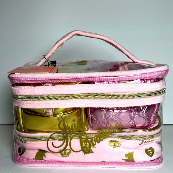 Juicy Couture Handbags - Juicy Couture Travel Cosmetics Bag Nested Set of 4 Pink & Gold NWT